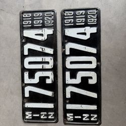 Vintage Minnesota License Plates 1918–1920 | Matching Front & Rear Pair | #175074 | Collector Item