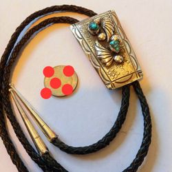 $180! Awesome Vintage Sterling Silver Turquoise Bolo