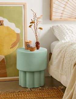 Urban Outfitters Mila Scallop Ceramic Stool Side Table Pastel Green Boho