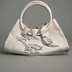 Vintage Leather Handbag with Cutout Design