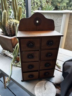 Old Antique Spice Cabinet - Wood Drawers 