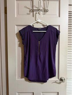 Women’s Express Blouse Top With Zipper Purple Size SP Small Petite