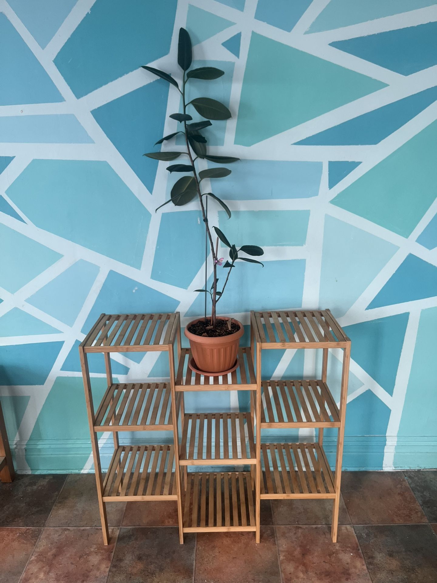 SONGMICS Bamboo Customizable Plant Stand Shelf Flower Pots