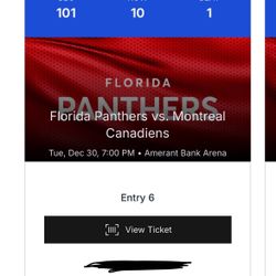 Florida Panthers Vs Montreal Canadiens Tuesday Dec 30th
