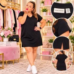 NEW Como Vintage Black T-Shirt Dress XL – Relaxed Fit Short Sleeve