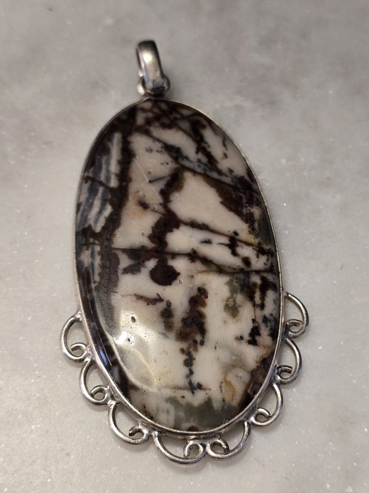 Natural Wild Horse Large Pendant Set In Sterling Silver 