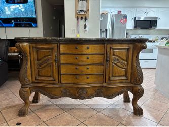 Vintage Ornate Solid Wood Buffet Cabinet / Sideboard – Excellent Condition