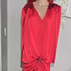 Vtg David Rose  Red Sequin Dress Size 18 - P/up Near MLK/CRAIG 