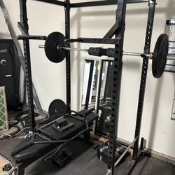 Titan Power Rack,  With Barbell, And 320 lbs Rubber Weights