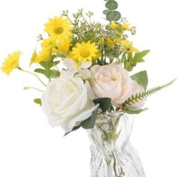 NEW! Glass Clear Squished Crinkle Paper Bag Vase 4"x6.5"