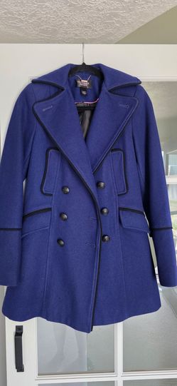 Vintage Victoria's Secret Royal Blue Wool Blend Military Peacoat Size 2