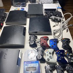 PlayStation 3’s,  Xbox 360, Controllers, Cords, Games