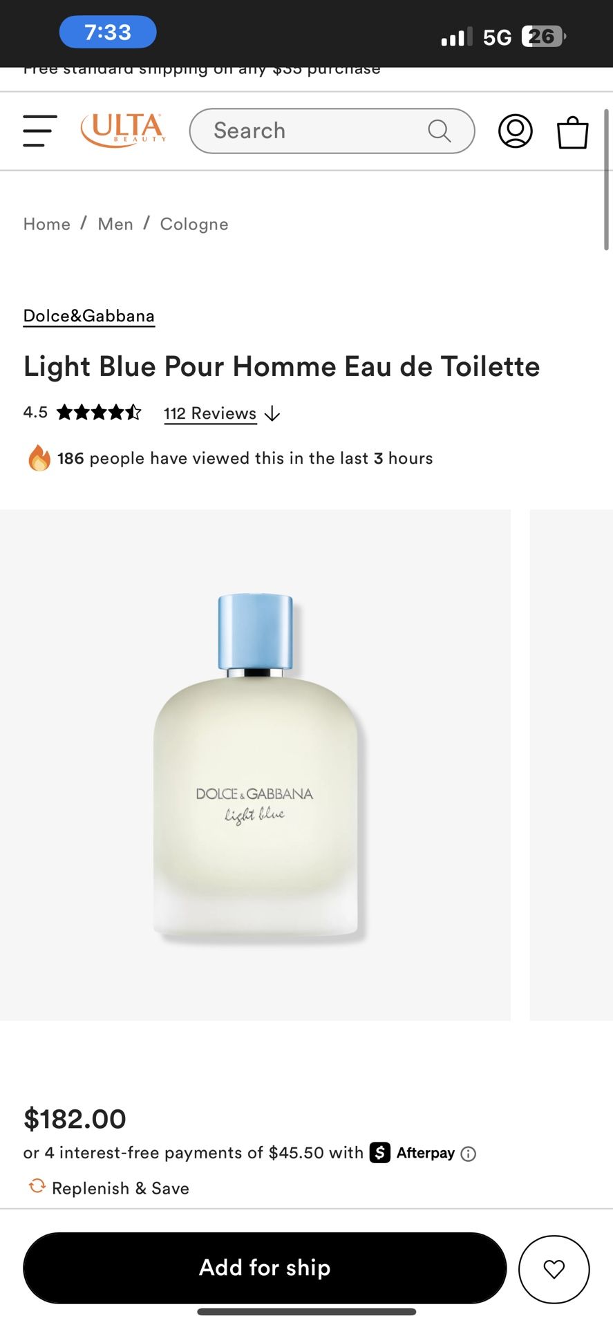 Light Blue Pour Homme Eau de Toilette 125ML