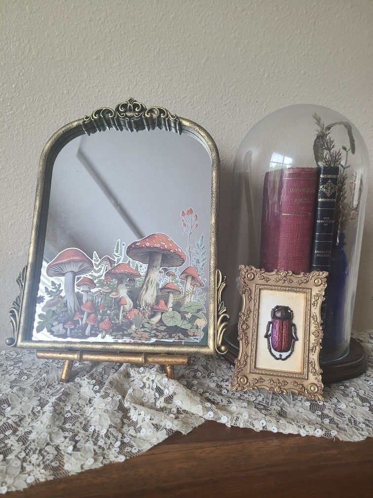 Upcycled Mushroom Hanging Mirror