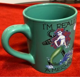 Disney The Little Mermaid Ariel Ceramic Tea Coffee Mug Cup 14 oz Teal Green I'm Really A Mermaid Hot Cocoa Soup Dishwasher Microwave Safe Large Handle