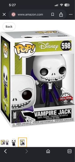 Funko Pop 598 Nightmare Before Christmas Vampire Jack Skellington Vinyl Figure
