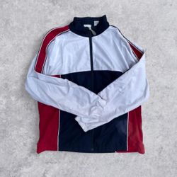 Vintage Classic Elements Colorblock Windbreaker Jacket XL Red White Blue