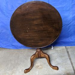 Antique Tilt-up Round Birdcage Table 