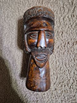 Hand Carved Wood Sculpture African Tribal Statue Bust
