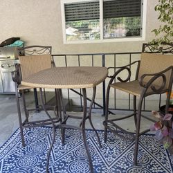 Valencia 3-Piece Tan Wicker Bar Height Patio Set