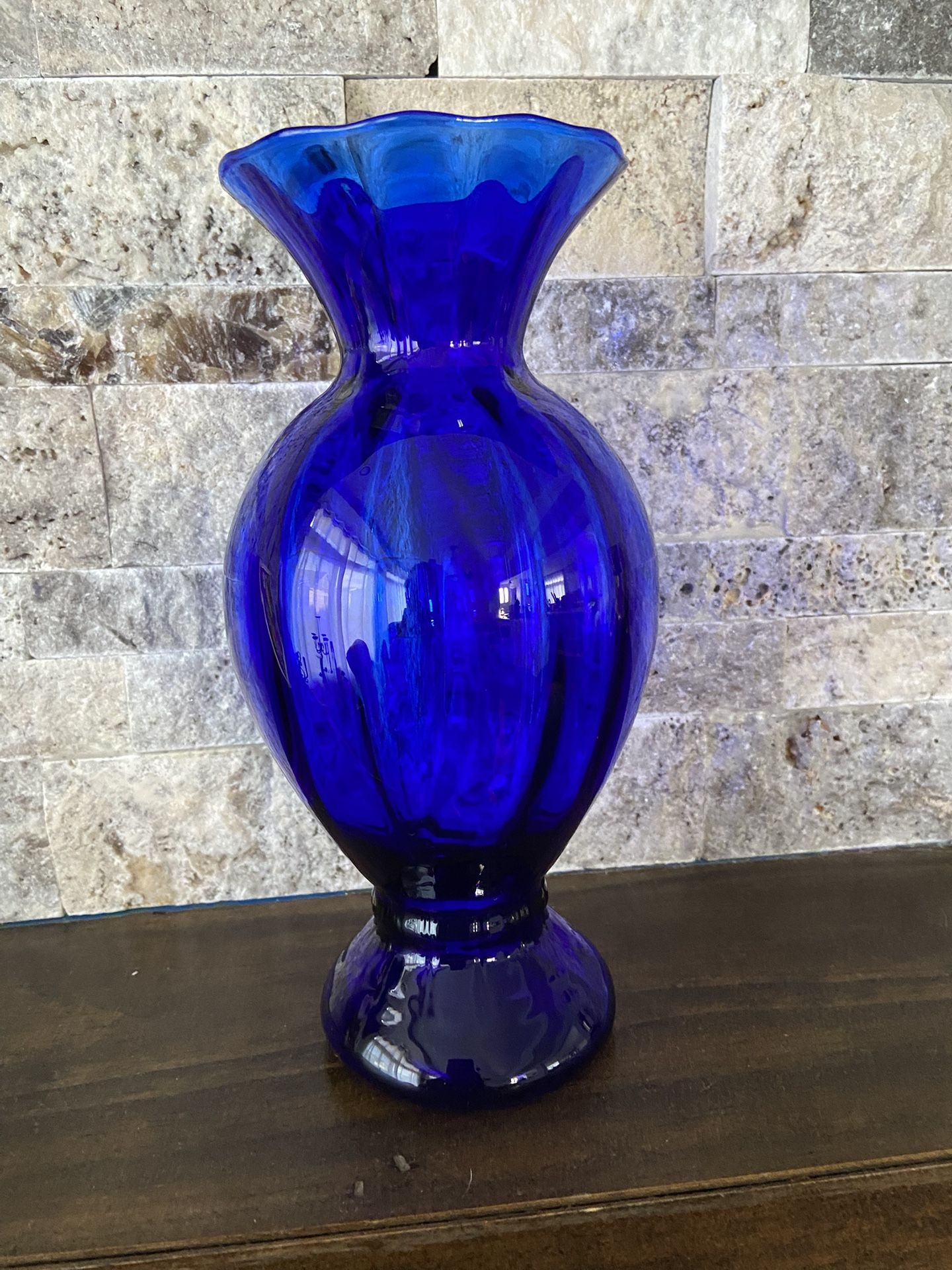 Hand blown Cobalt Blue Glass Vase