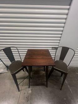 Bar Height Table with 2 Metal Stools