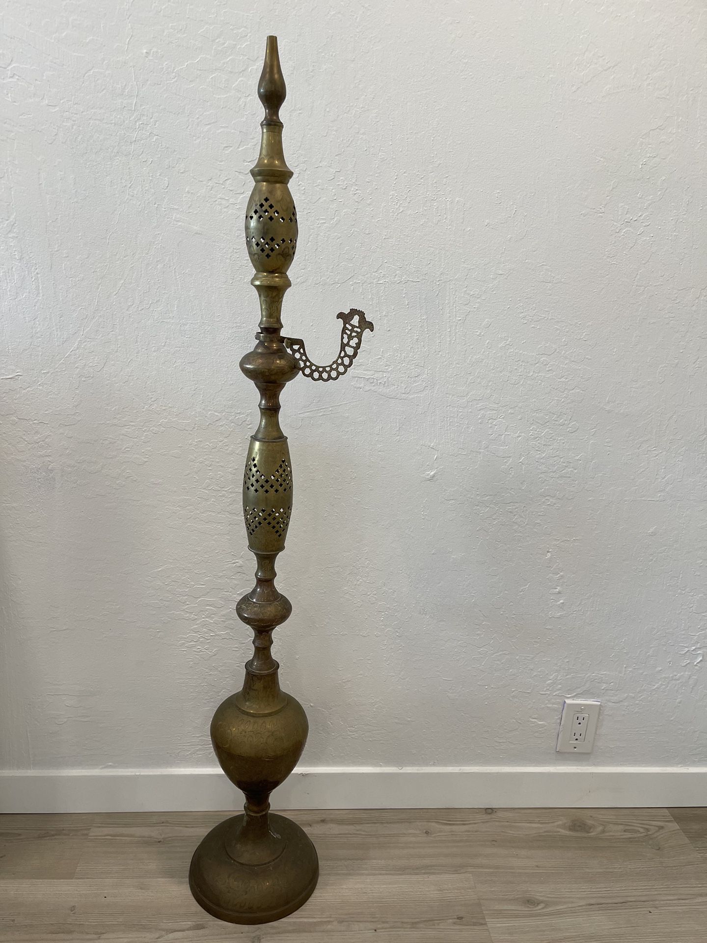 Vintage Decorative Brass Floor Lamp / Art Piece