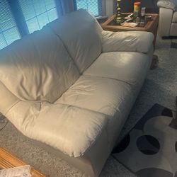 Three Piece White Leather Furniture
