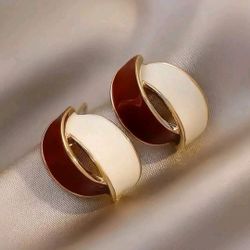 Retro Geometric Double Arc Stud Earrings Multicolor Minimalist Fashion Women NEW