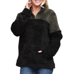 NWOT! Doublju Soft Sherpa Fleece Quarter Zip Pullover