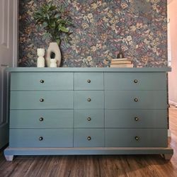 🌿 Sage Green 12-Drawer Lowboy 