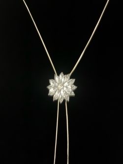 Silver Flower Pendant Lariat Necklace
