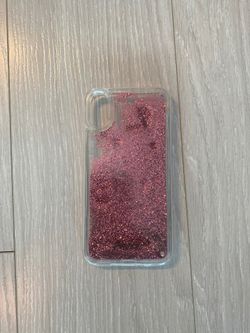 EMERGE SNOW GLOBE iPhone XS / iPhone X Glitter Cell Phone Case - Flowing Liquid Glitter Pink