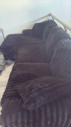 Black plush couch