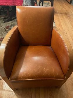 Vintage Scandinavian Art Deco Leather Club Deck Chairs - Two Chairs