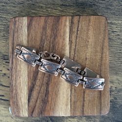 Solid Copper Link Bracelet - Geometric Panel Design - Vintage Style