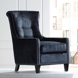Two ($500 Each) Heather Dark Blue Accent Chair