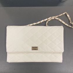  Vegan Leather Clutch (with Removable Chain Handle) - Off White / Formal/ Wedding