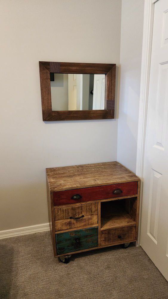 Small Custom Table w/Drawers And Mirror