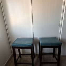 Used Set of Turquoise Bar Stools