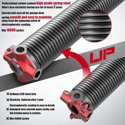Door Torsion Springs 2'' (Pair) with Non-Slip Winding Bars, Coated Torsion Springs with a Minimum of 18,000 Cycles (0.225X2''X26'')