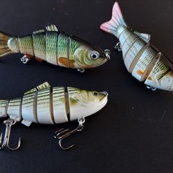 Multi Jointed Lifelike Swimbait Fishing Lures Brand New 3pack Lot With Box 