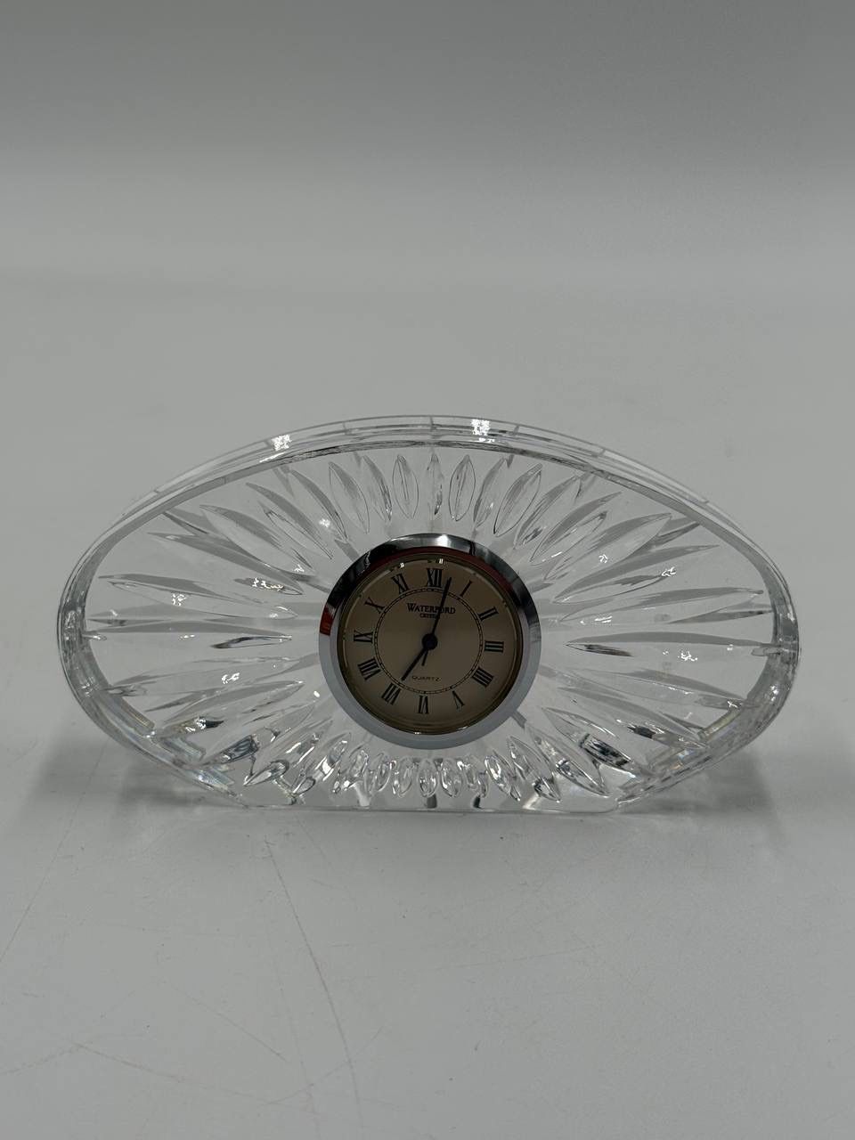 Waterford Crystal Small Oval Sunburst Desk Clock with Quartz Movement, Ireland