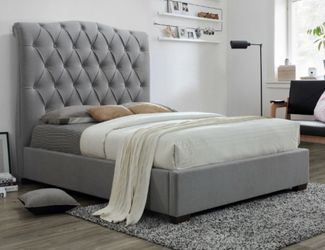 Queen Gray Fabric Bed
