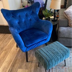 Blue Chair And Green Ottoman 