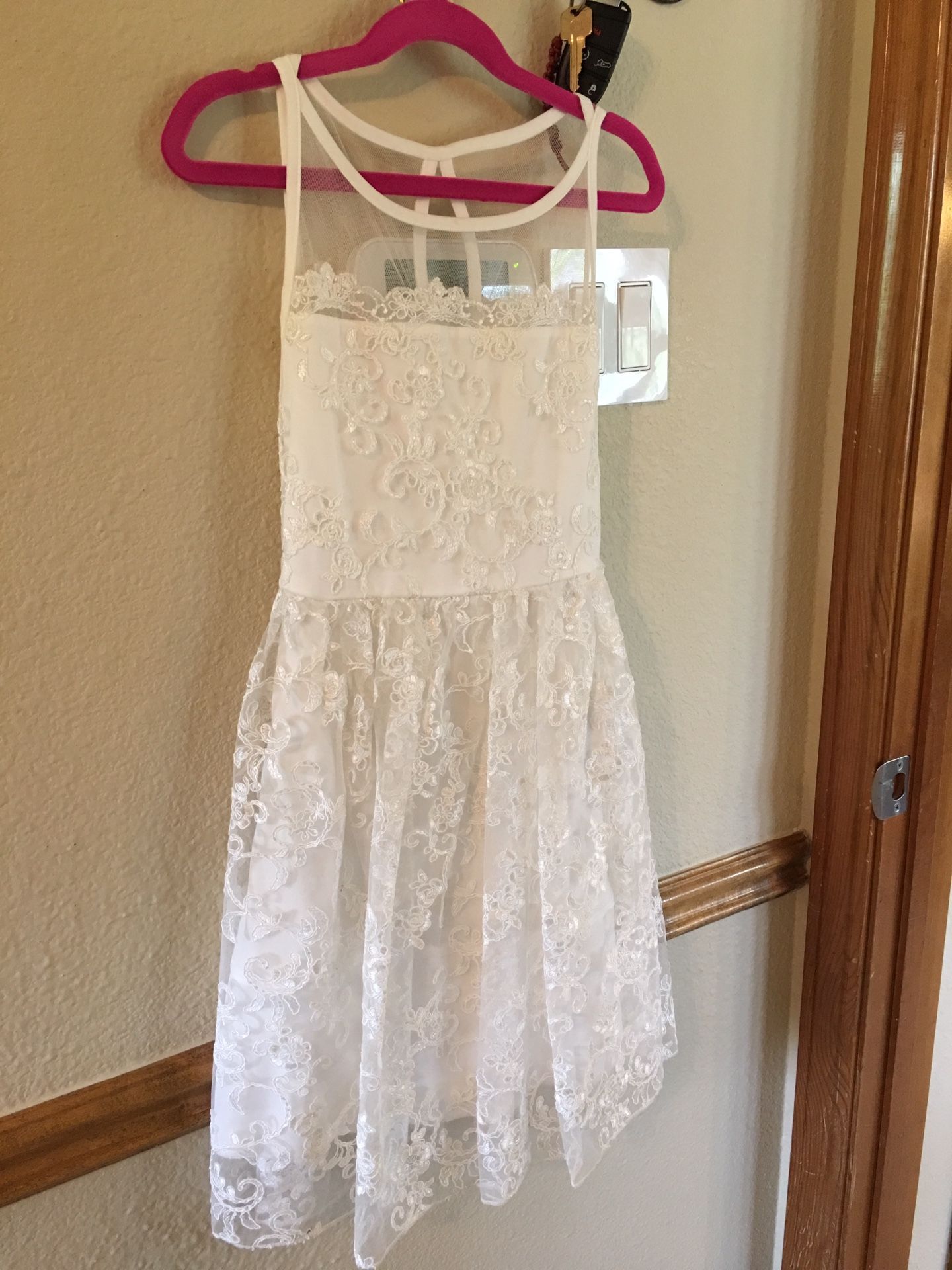 Girls White Lace Easter Dress - Size 10