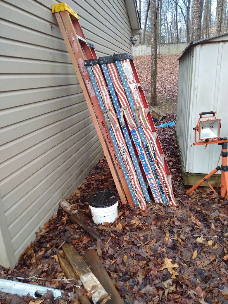 3 American Flag Ladders. 6 Foot Tall.  200 For All 3