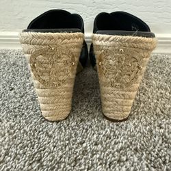 Tory Burch Black Suede Wedge Sandals, New Size 9