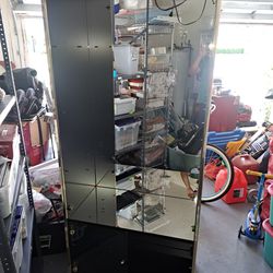 Beautiful Mirrored And Glass Shelves Display Cabinet