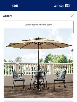 New in box Homsee Three-Tier Patio Umbrella with Crank Tilt Button and UV Protection No Base Included 11-ft L x 11-ft W x 8-ft H Light Khaki, 510007-0